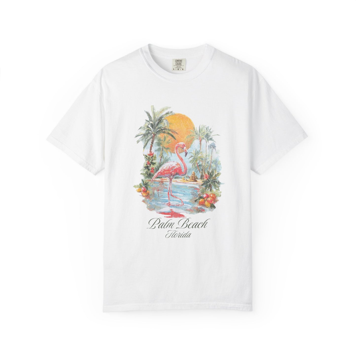 Palm Beach Florida Flamingo Retro Graphic T-Shirt