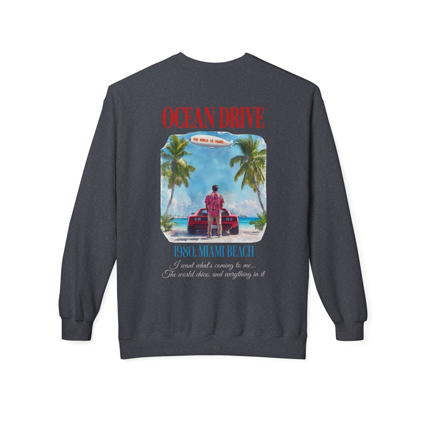 Ocean Drive 1980 Miami Beach Retro Graphic Sweatshirt