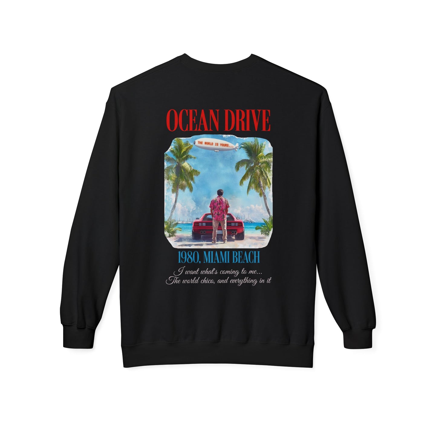 Ocean Drive 1980 Miami Beach Retro Graphic Sweatshirt