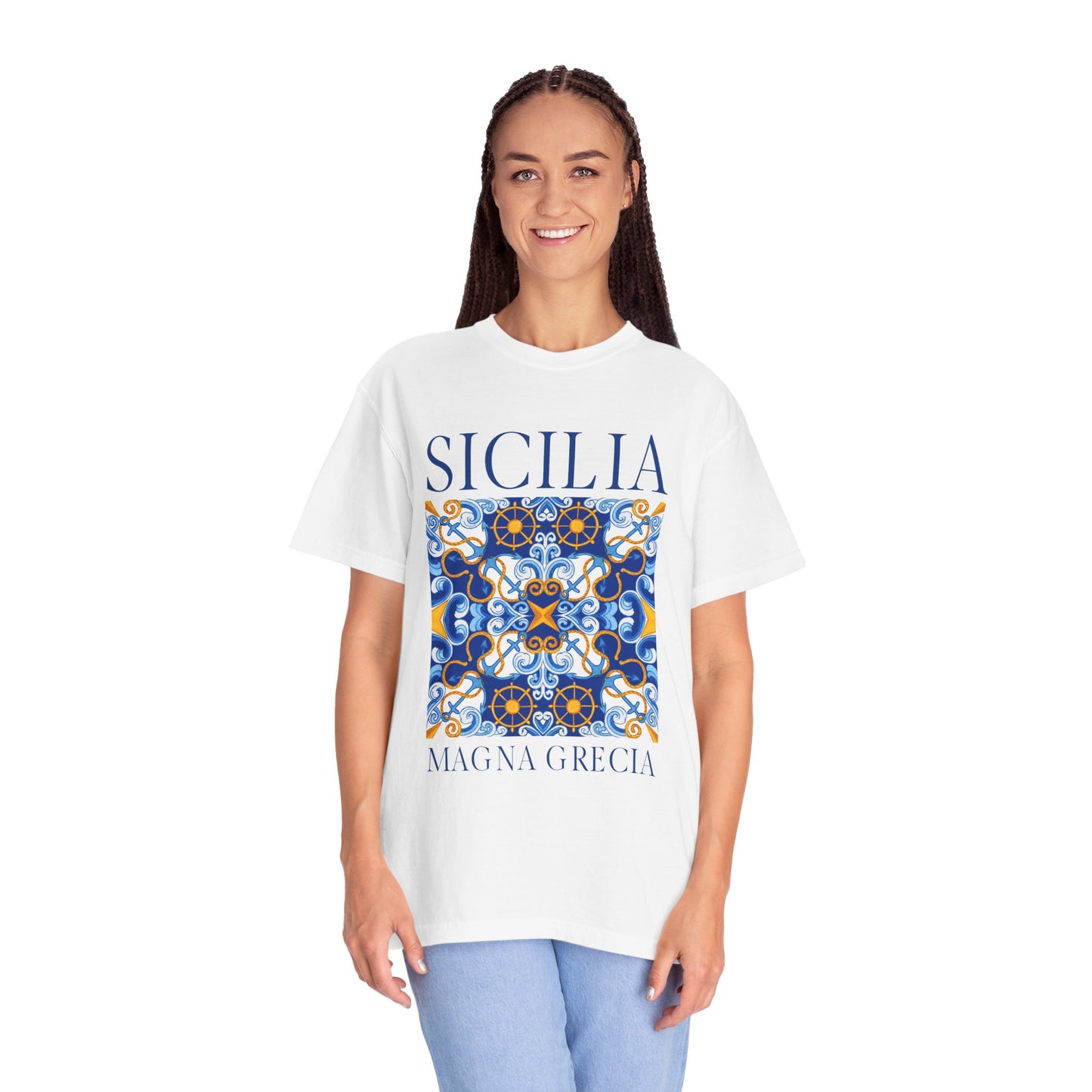 Sicilia Magna Grecia Vintage Mosaic Graphic T-Shirt - Italy Travel Tee