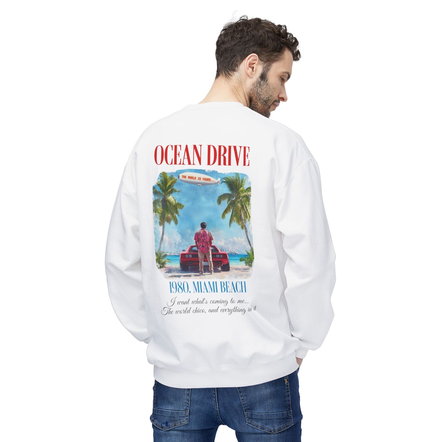 Ocean Drive 1980 Miami Beach Retro Graphic Sweatshirt