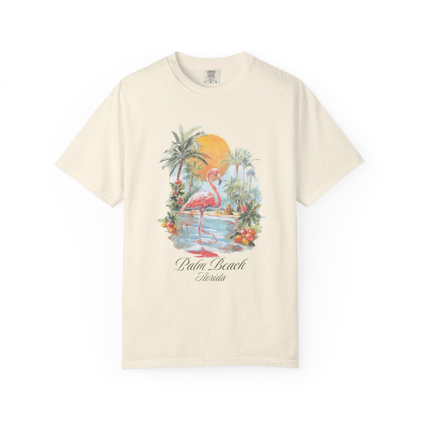 Palm Beach Florida Flamingo Retro Graphic T-Shirt