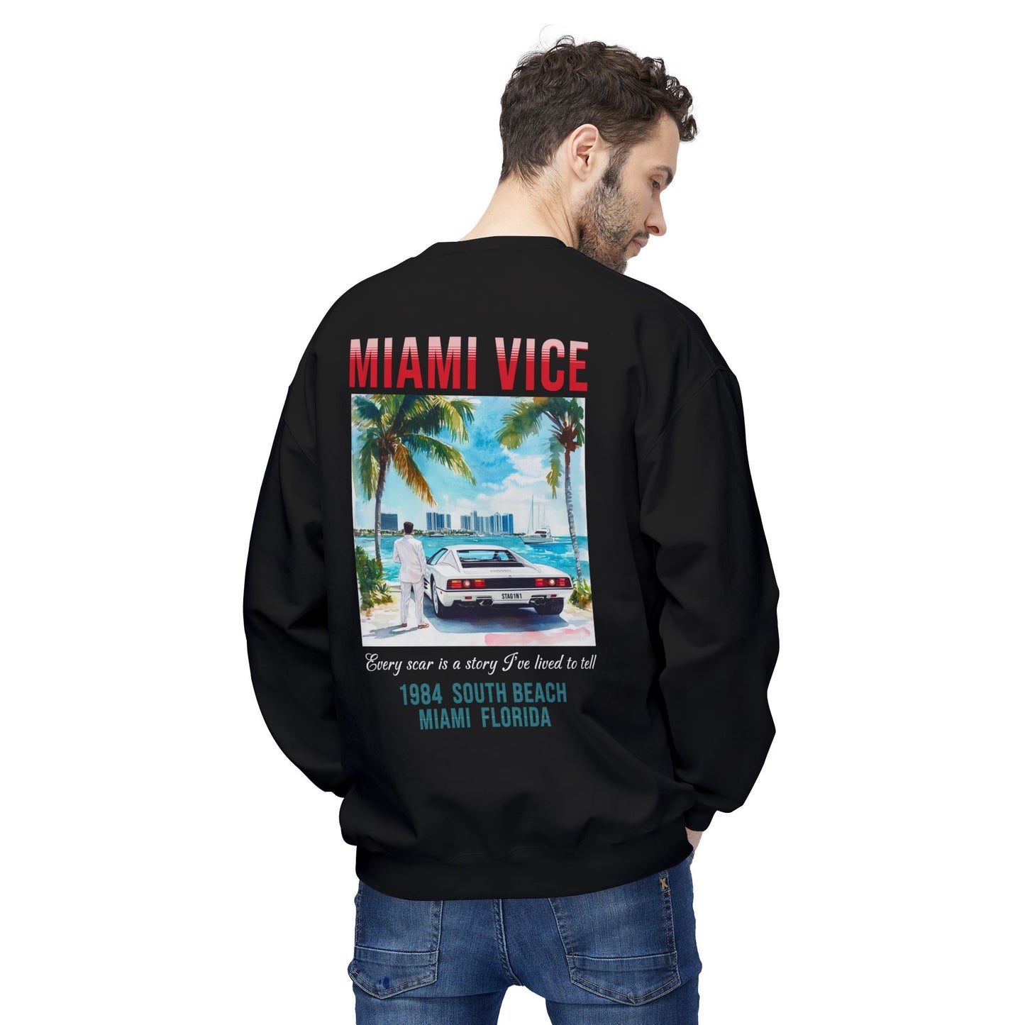 Miami Vice 1980s Retro Graphic Sweatshirt