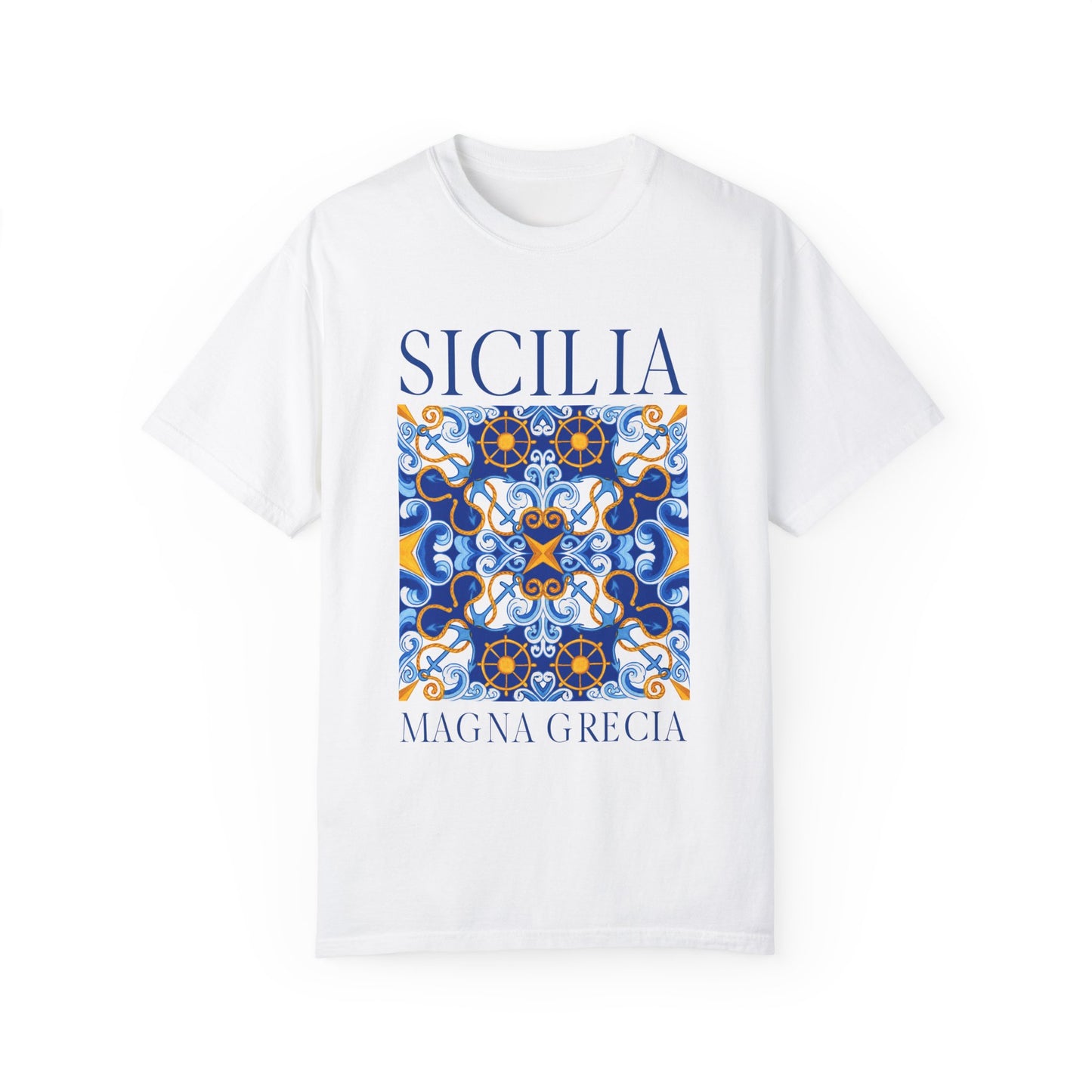 Sicilia Magna Grecia Vintage Mosaic Graphic T-Shirt - Italy Travel Tee
