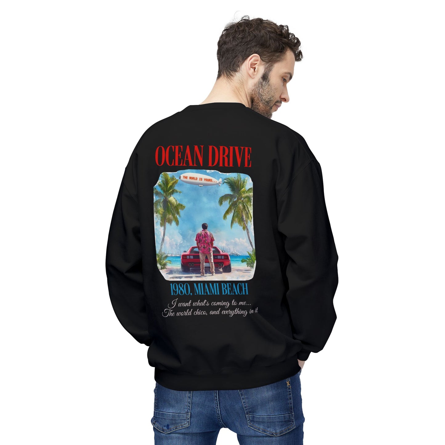 Ocean Drive 1980 Miami Beach Retro Graphic Sweatshirt