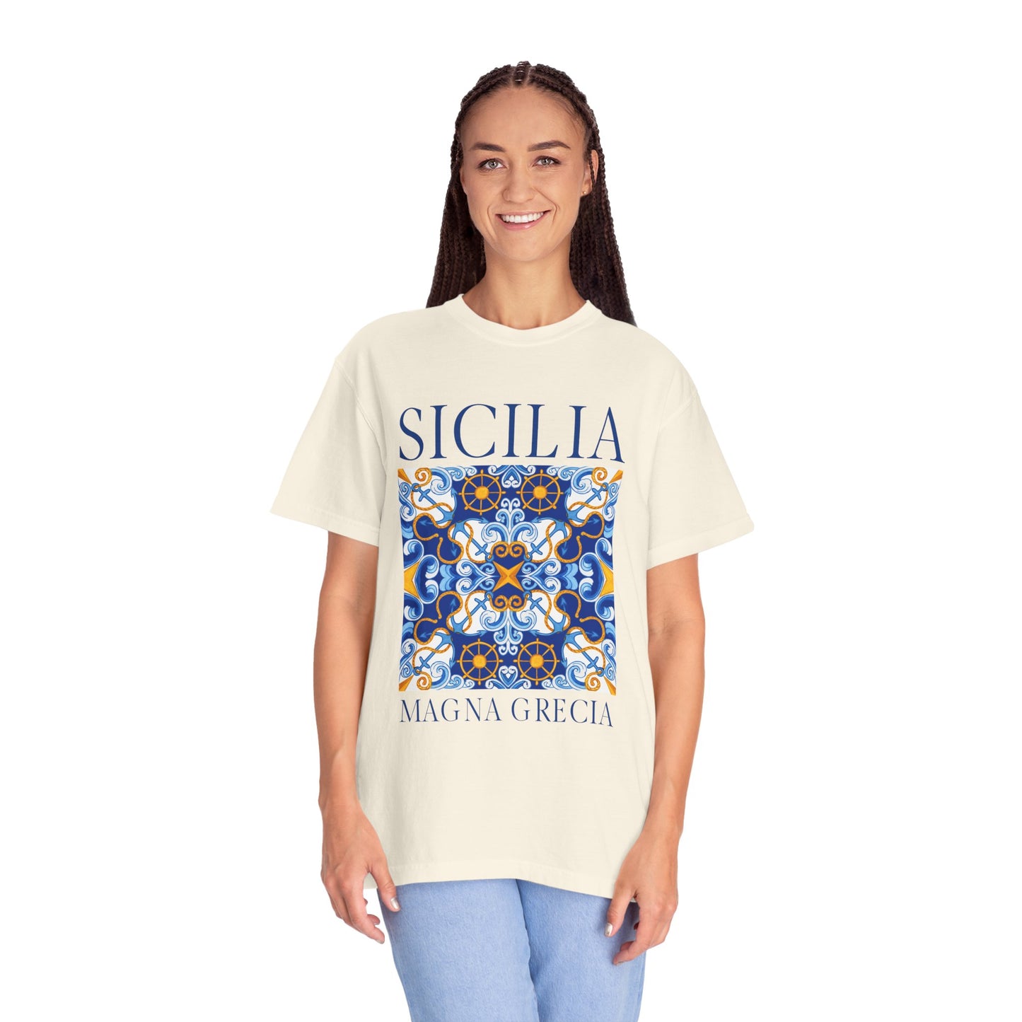 Sicilia Magna Grecia Vintage Mosaic Graphic T-Shirt - Italy Travel Tee