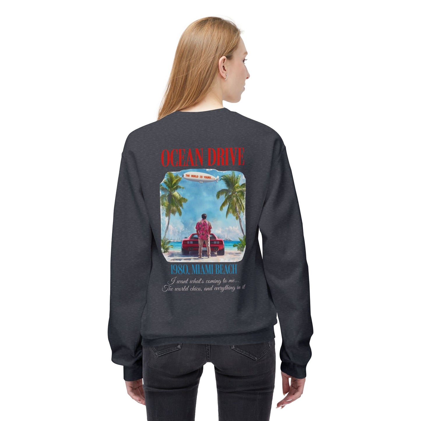 Ocean Drive 1980 Miami Beach Retro Graphic Sweatshirt