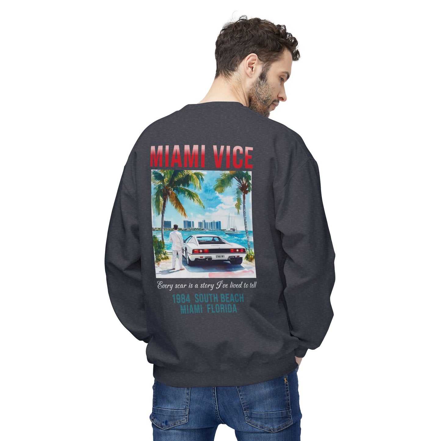 Miami Vice 1980s Retro Graphic Sweatshirt