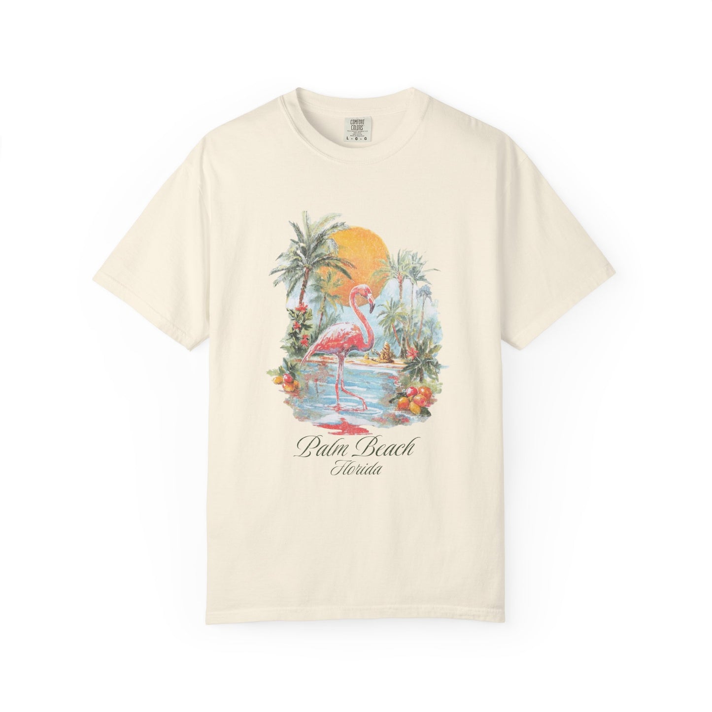Palm Beach Florida Flamingo Retro Graphic T-Shirt