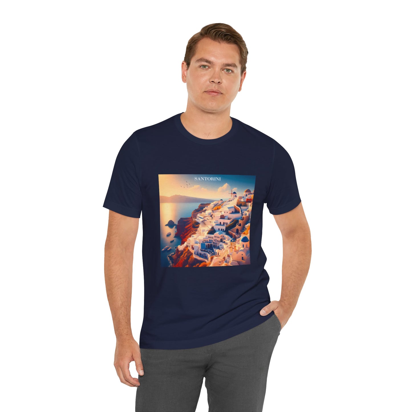 Santorini Sunset Disney Pixar Style Jersey Short Sleeve Tee