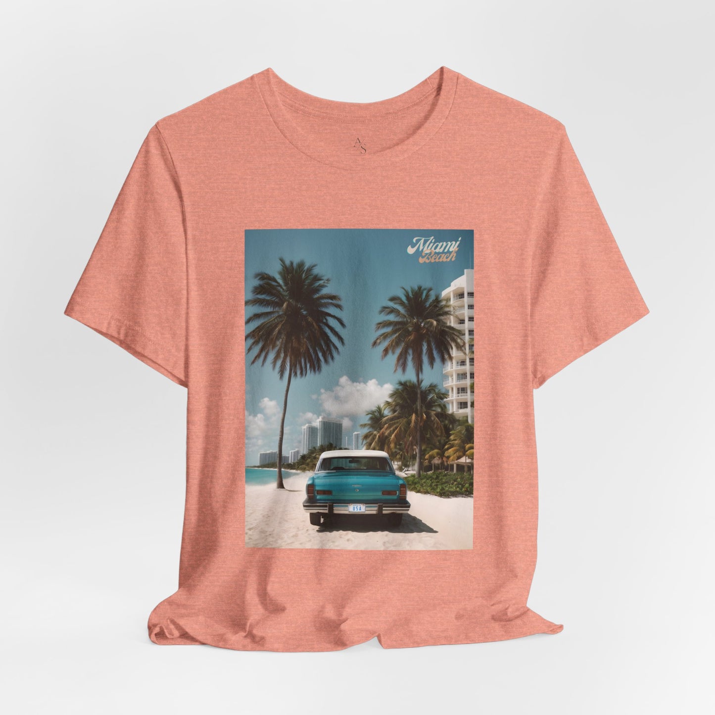 Vintage Car Miami Beach Jersey Short Sleeve Tee