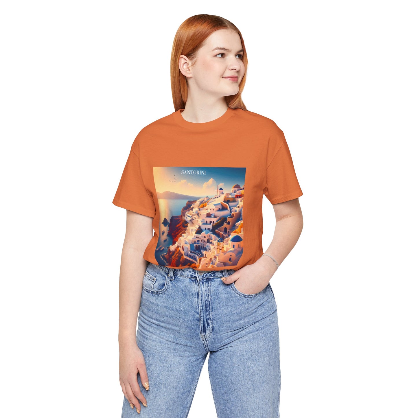 Santorini Sunset Disney Pixar Style Jersey Short Sleeve Tee