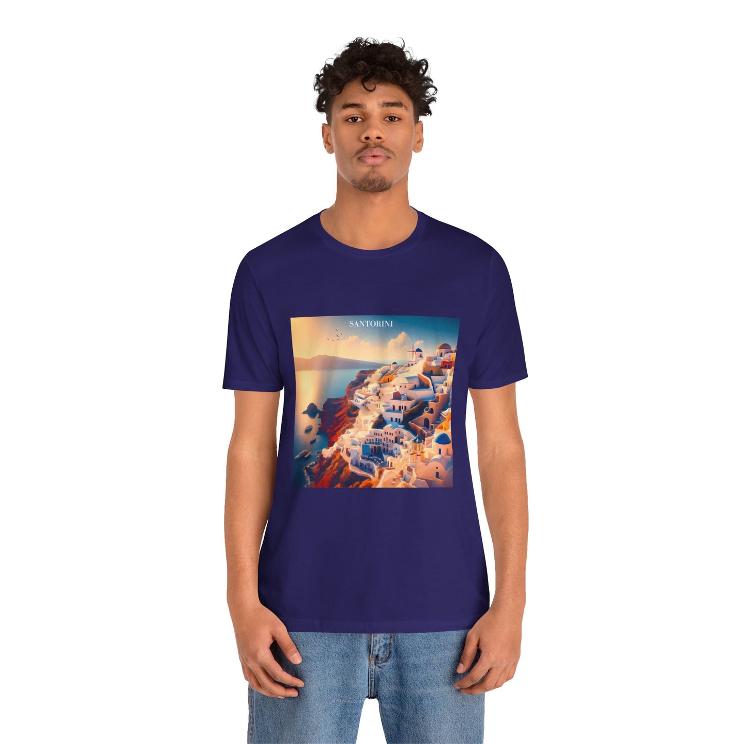 Santorini Sunset Disney Pixar Style Jersey Short Sleeve Tee