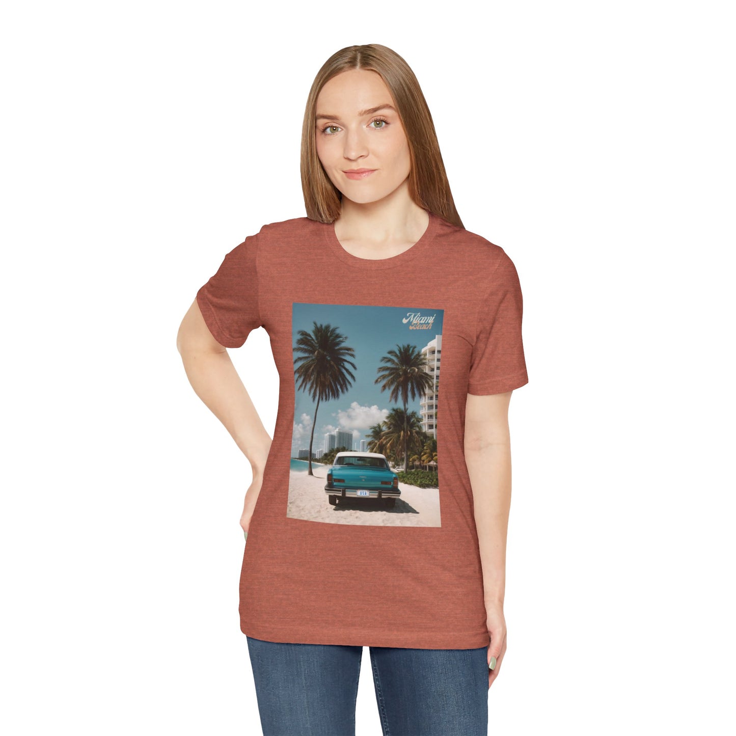 Vintage Car Miami Beach Jersey Short Sleeve Tee