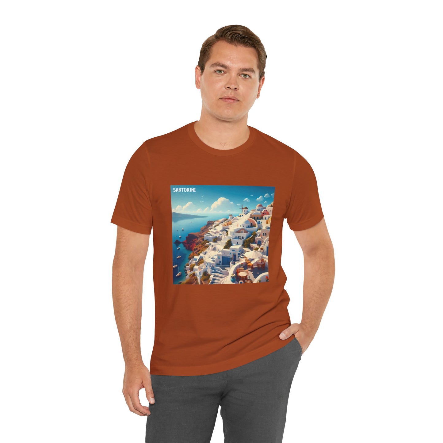 Santorini Oia Disney Pixar Style Jersey Short Sleeve Tee