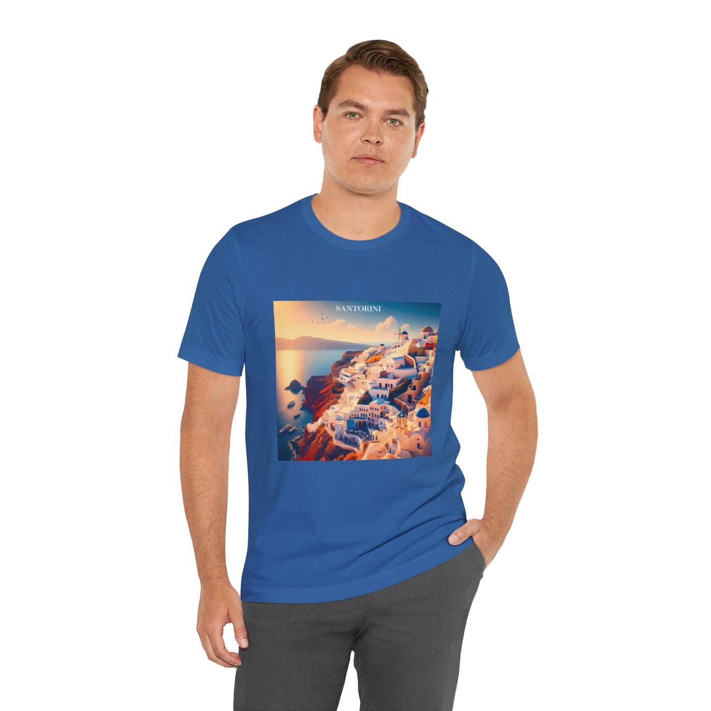 Santorini Sunset Disney Pixar Style Jersey Short Sleeve Tee