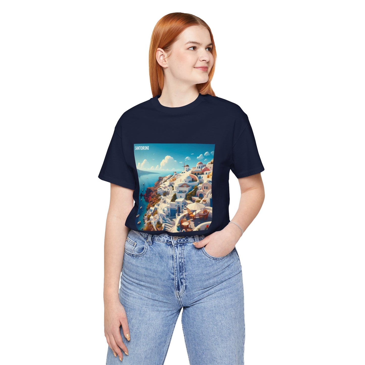 Santorini Oia Disney Pixar Style Jersey Short Sleeve Tee