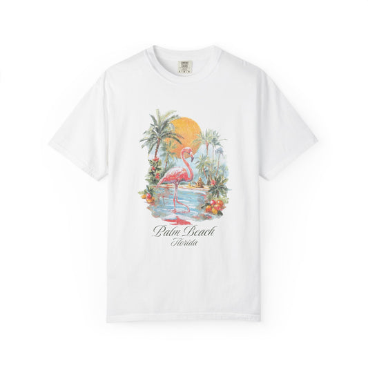 Palm Beach Florida Flamingo Retro Graphic T-Shirt