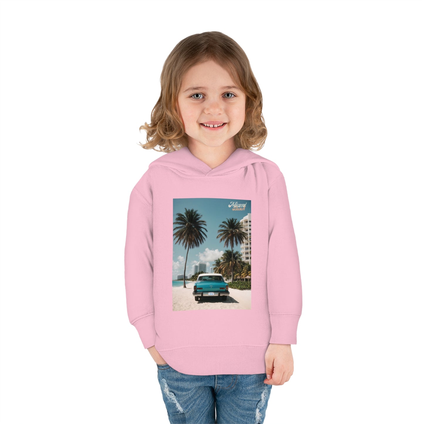 Vintage Car On The Beach Toddler Pullover Fleece Hoodie