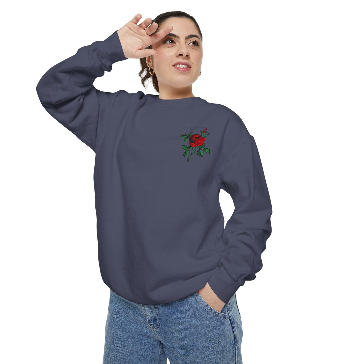 Elegant Rose Garment-Dyed Sweatshirt