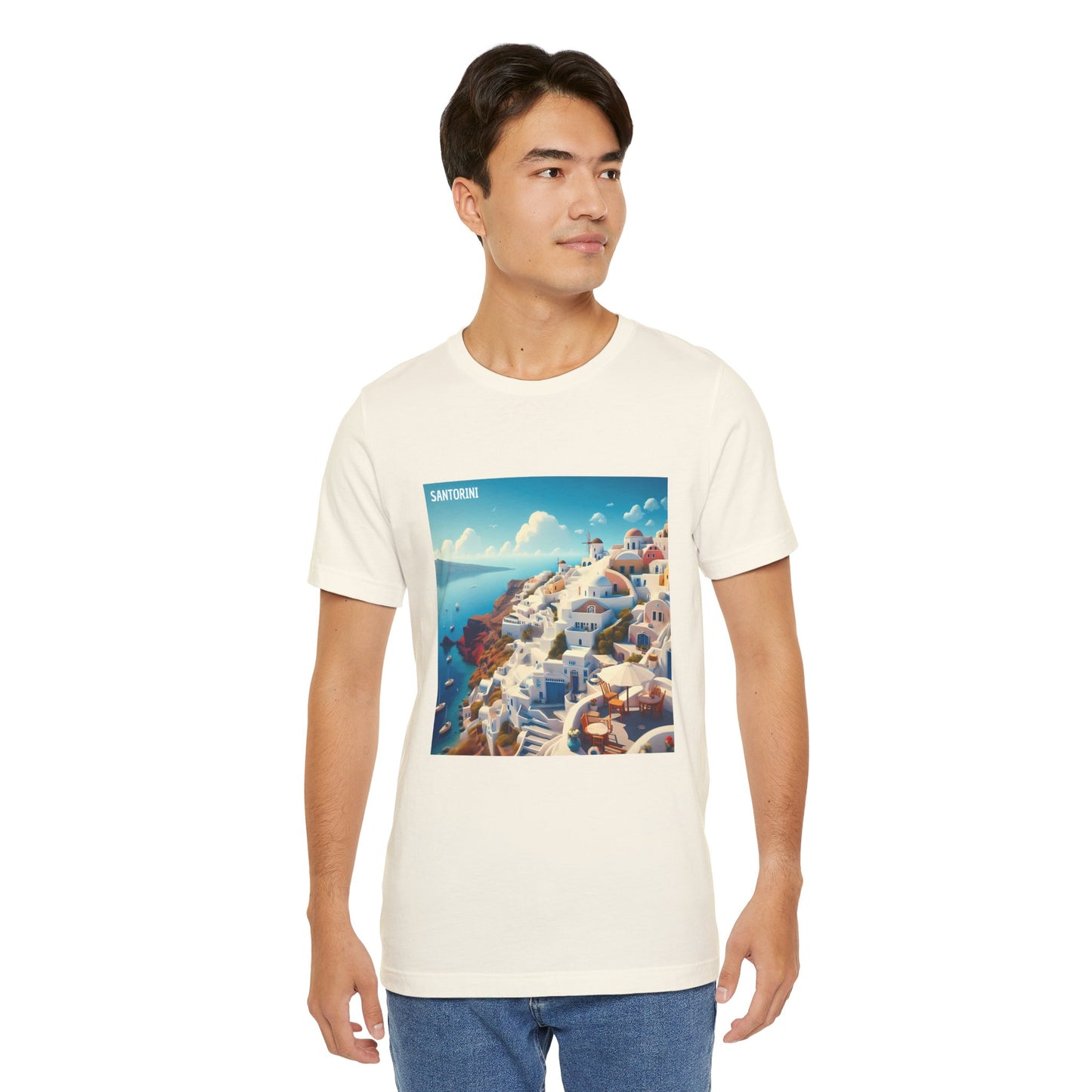 Santorini Oia Disney Pixar Style Jersey Short Sleeve Tee