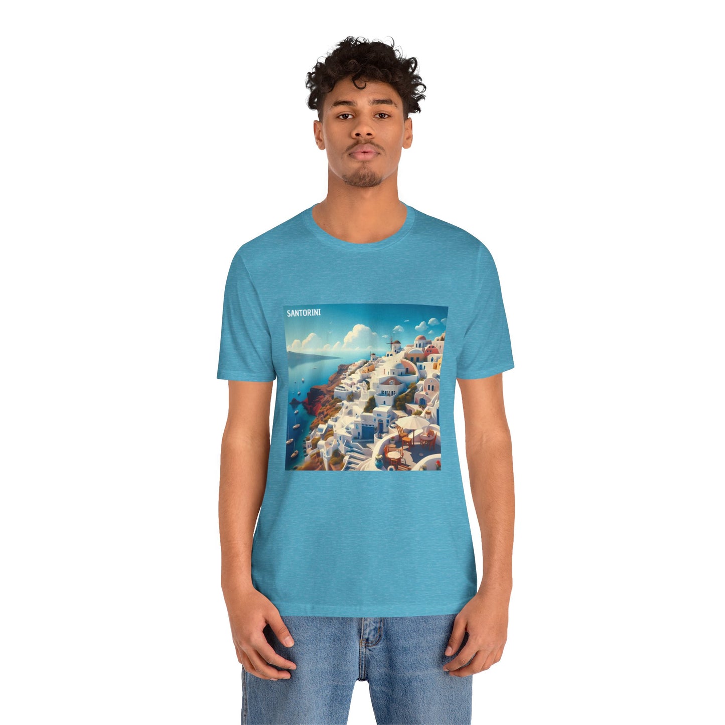 Santorini Oia Disney Pixar Style Jersey Short Sleeve Tee