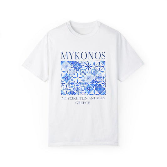 Mykonos Vintage Mosaic Graphic T-Shirt - Greece Travel Tee
