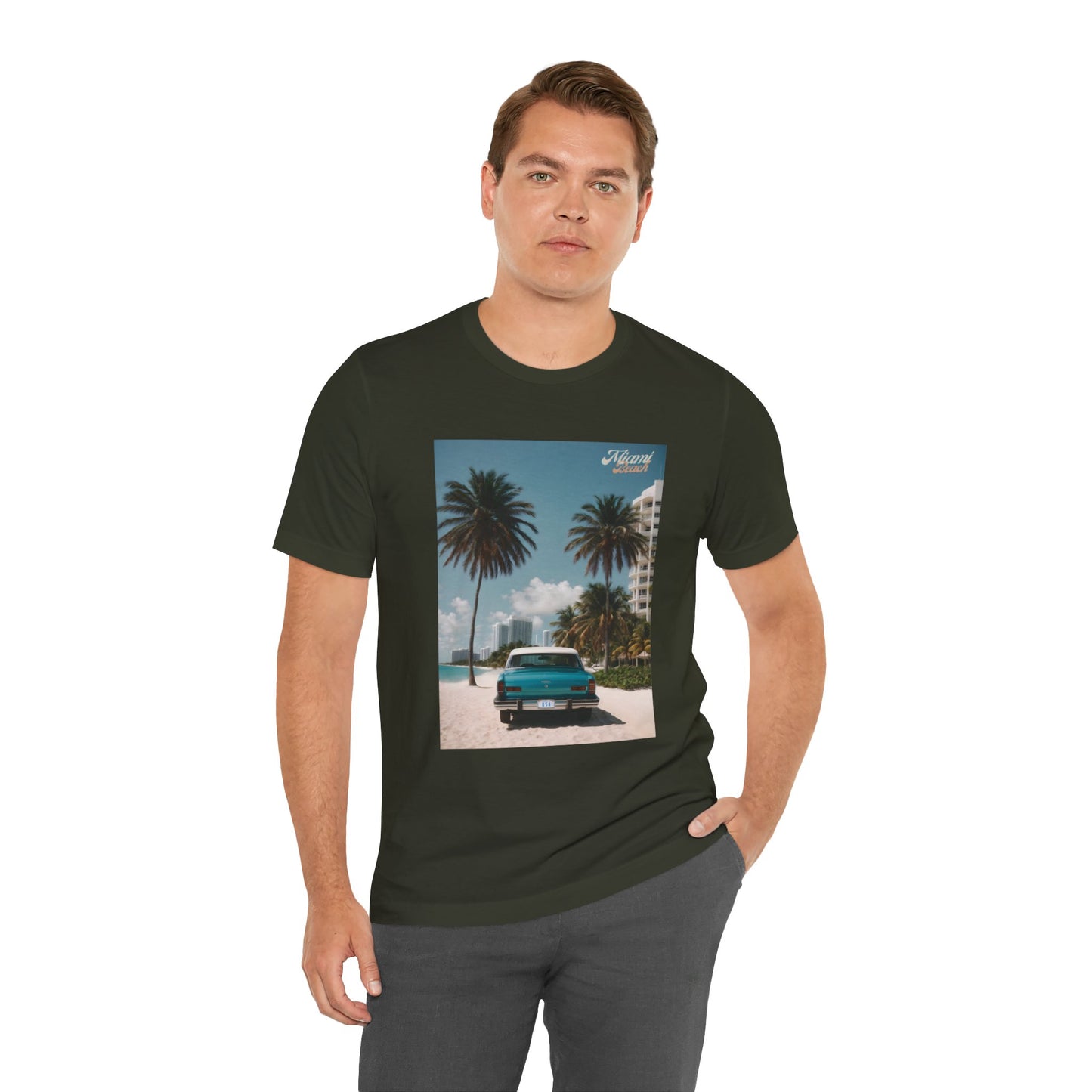 Vintage Car On The Beach Jersey Short Sleeve Tee