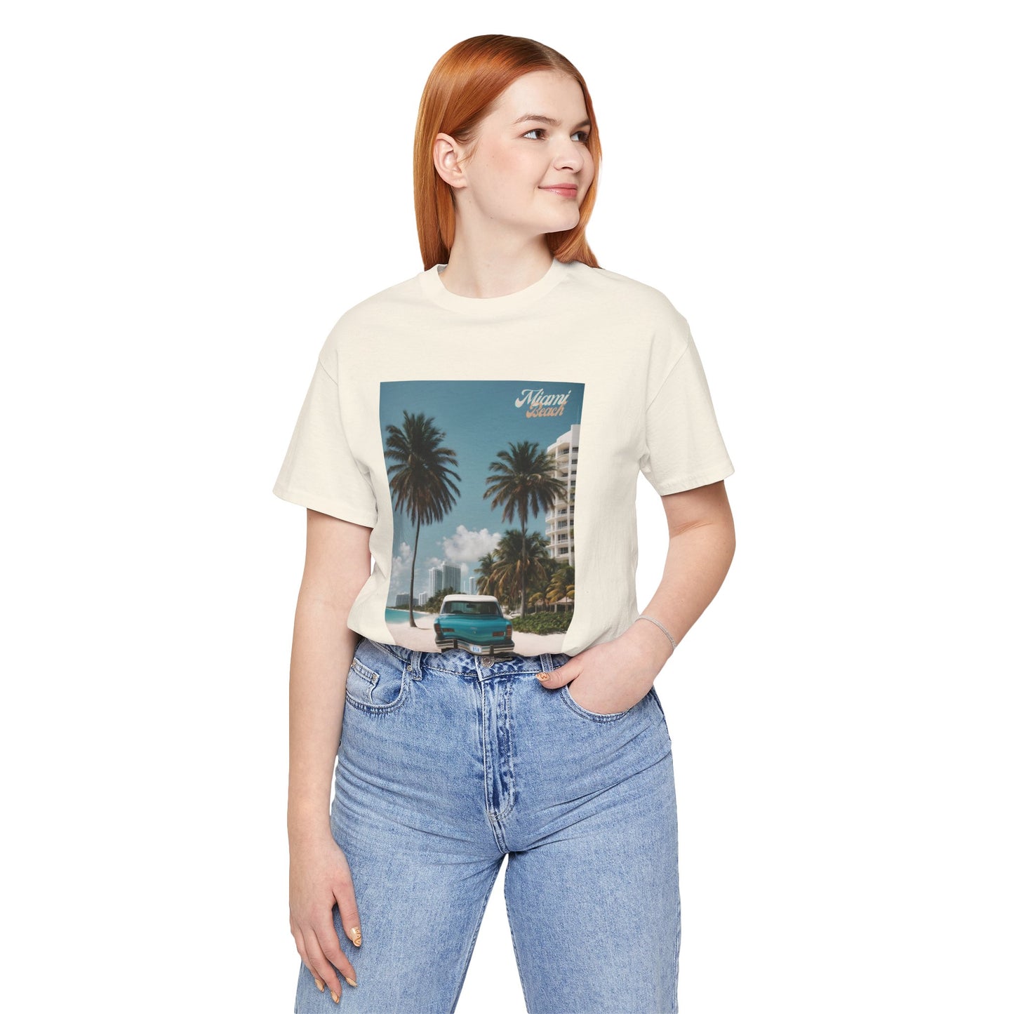 Vintage Car Miami Beach Jersey Short Sleeve Tee