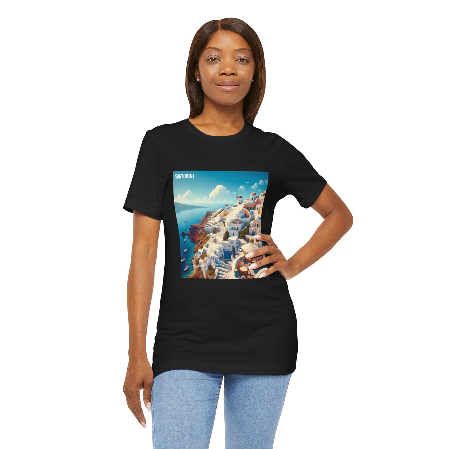 Santorini Oia Disney Pixar Style Jersey Short Sleeve Tee