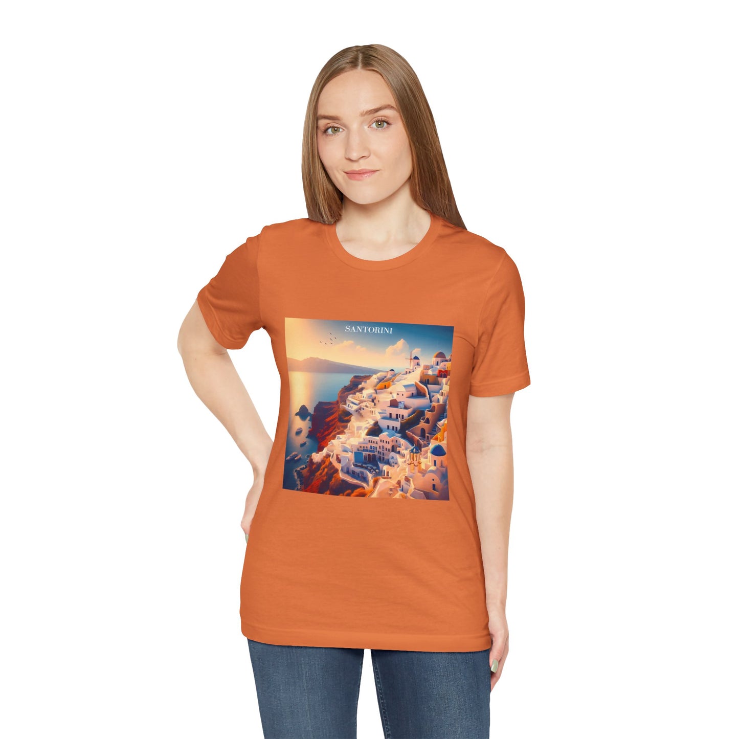 Santorini Sunset Disney Pixar Style Jersey Short Sleeve Tee