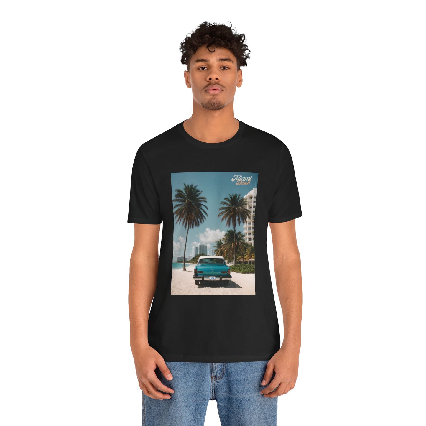 Vintage Car On The Beach Jersey Short Sleeve Tee