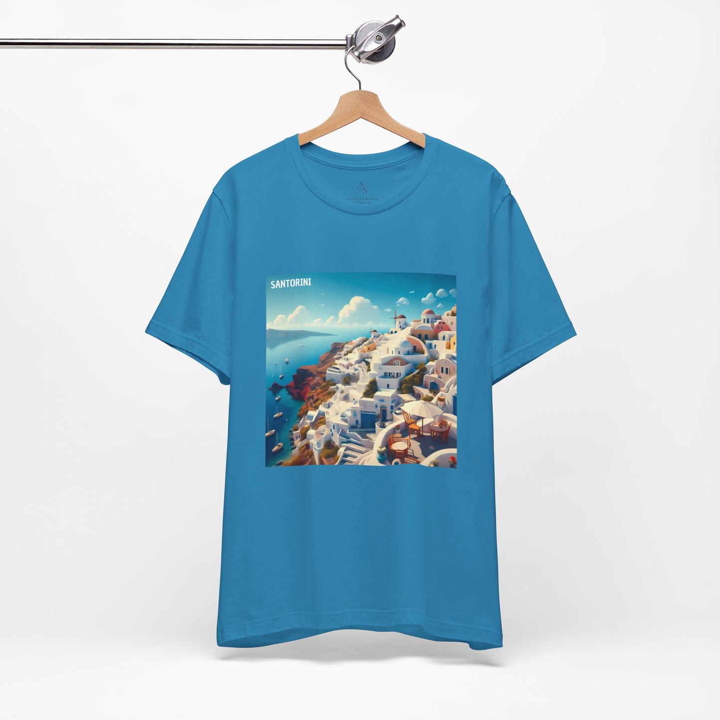 Santorini Oia Disney Pixar Style Jersey Short Sleeve Tee