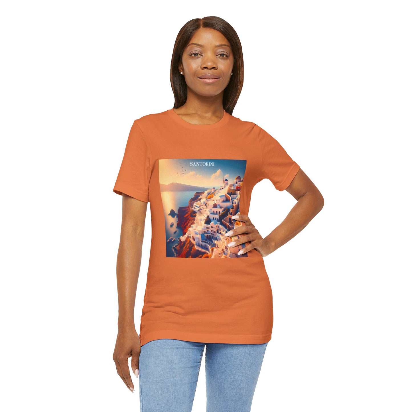 Santorini Sunset Disney Pixar Style Jersey Short Sleeve Tee