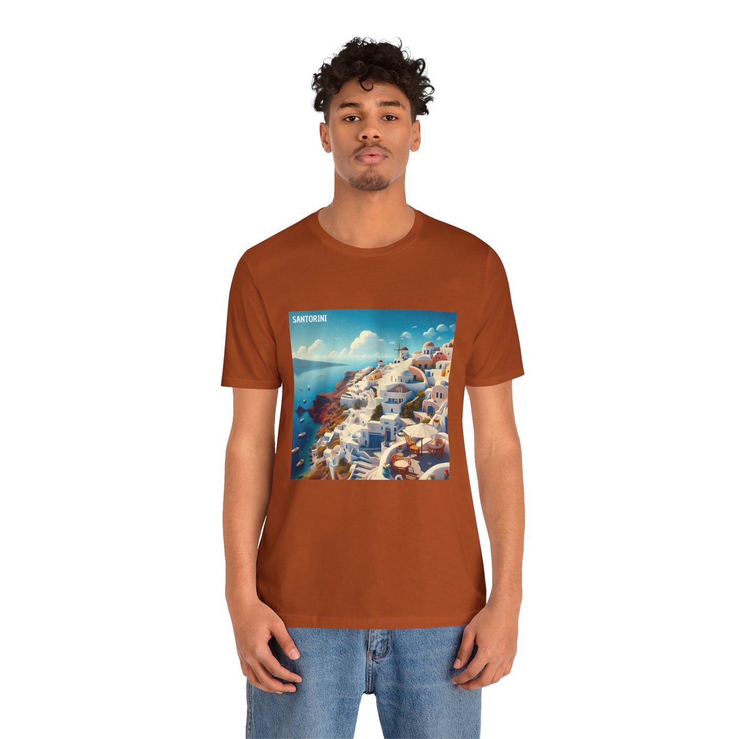 Santorini Oia Disney Pixar Style Jersey Short Sleeve Tee