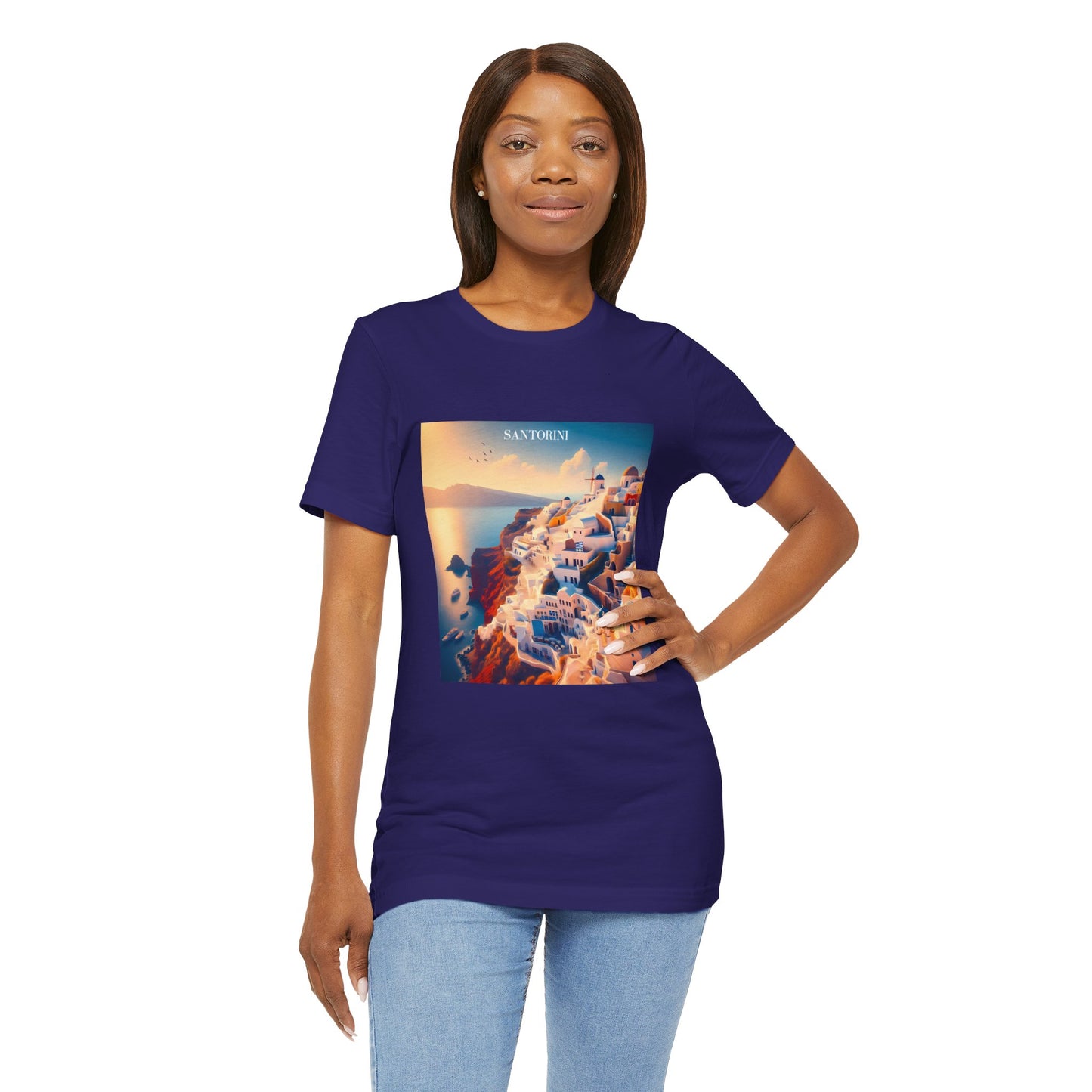 Santorini Sunset Disney Pixar Style Jersey Short Sleeve Tee