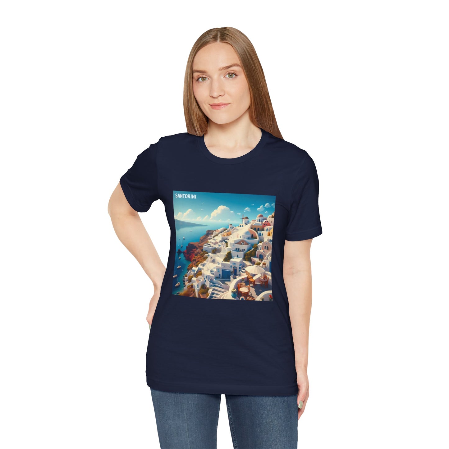 Santorini Oia Disney Pixar Style Jersey Short Sleeve Tee