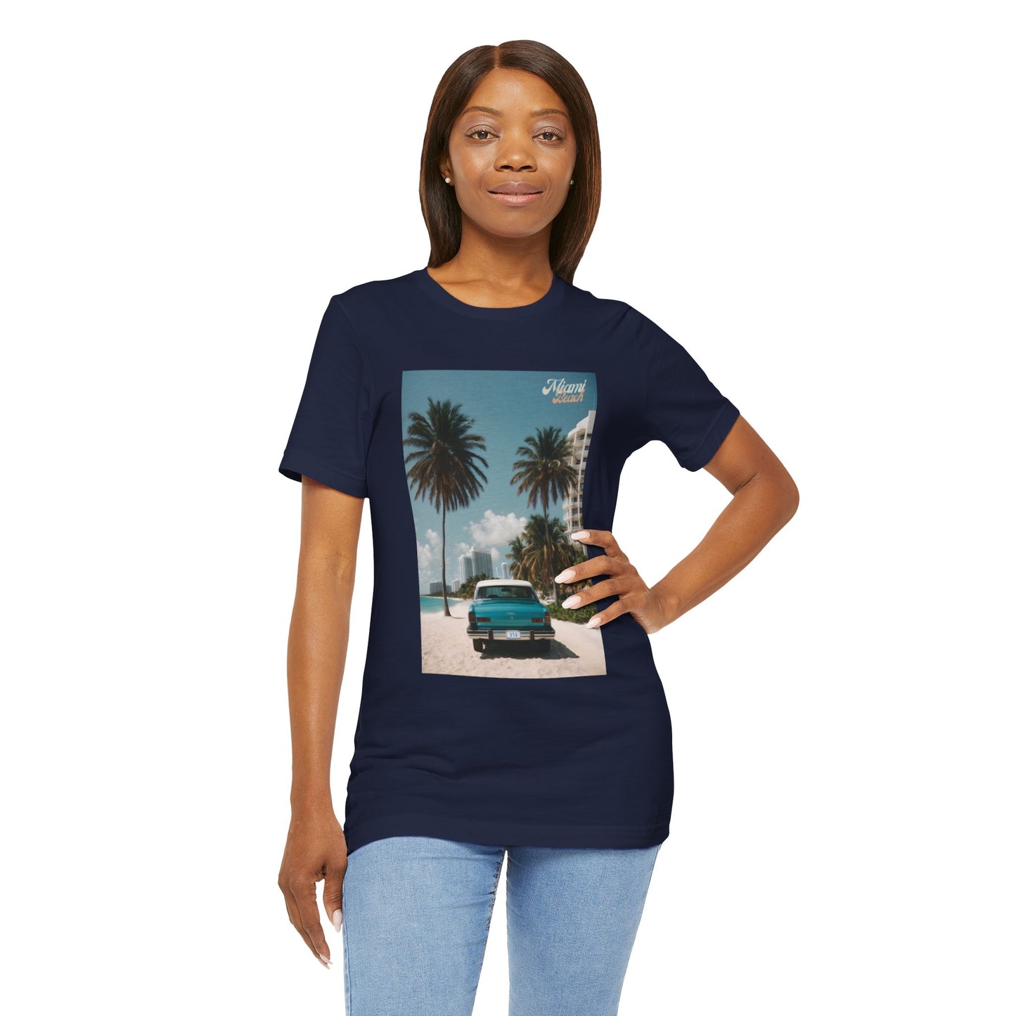 Vintage Car Miami Beach Jersey Short Sleeve Tee