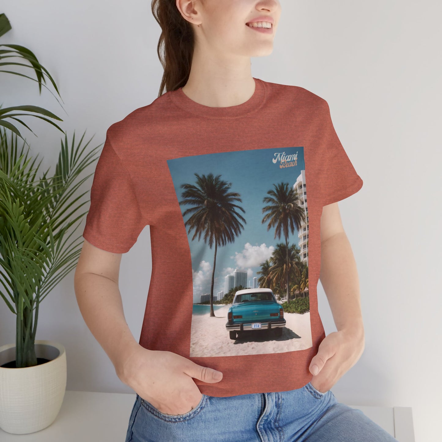 Vintage Car Miami Beach Jersey Short Sleeve Tee