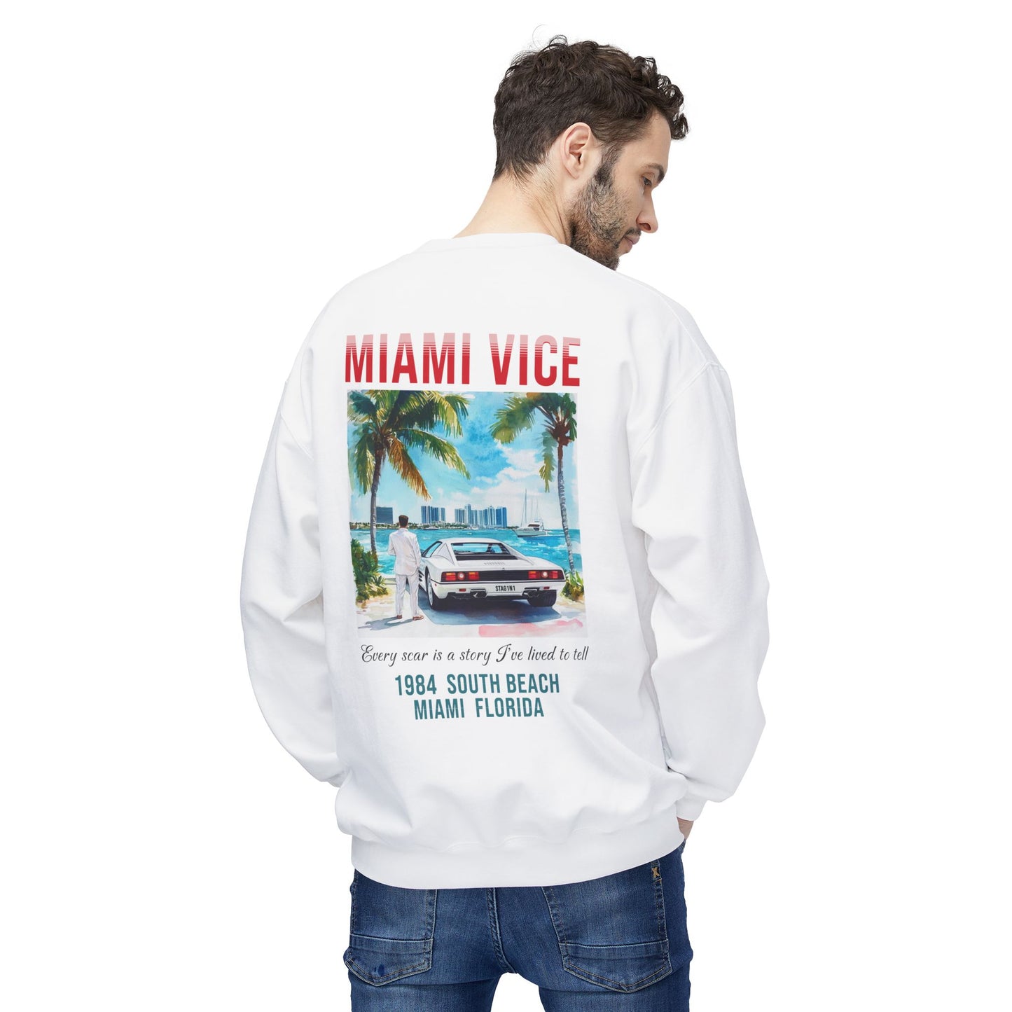 Miami Vice 1980s Retro Graphic Sweatshirt