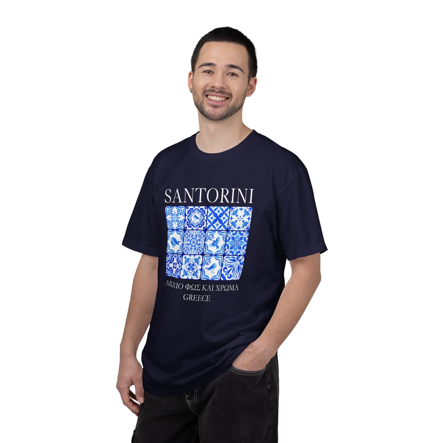 Santorini Vintage Mosaic Graphic T-Shirt - Greece Travel Tee