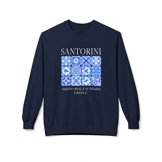 Santorini Greece Vintage Mosaic Graphic Sweatshirt
