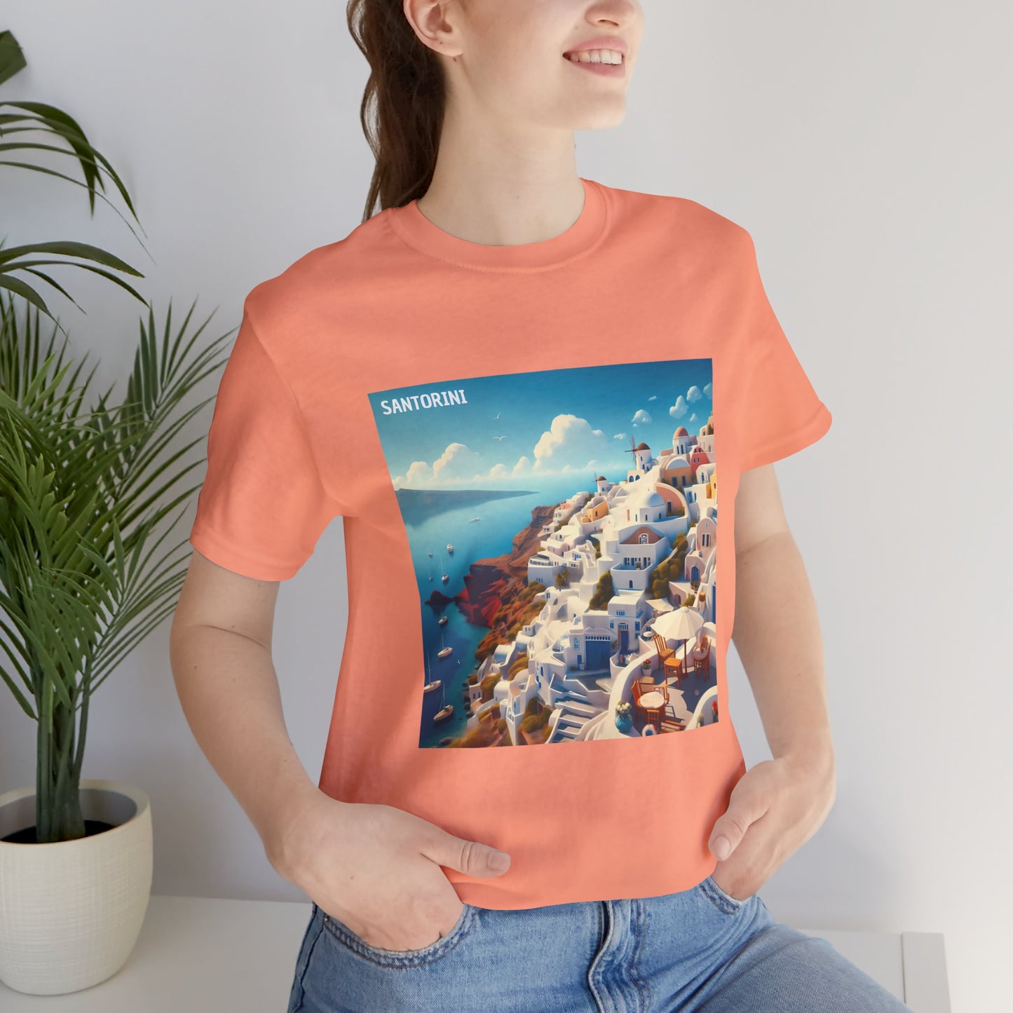 Santorini Oia Disney Pixar Style Jersey Short Sleeve Tee