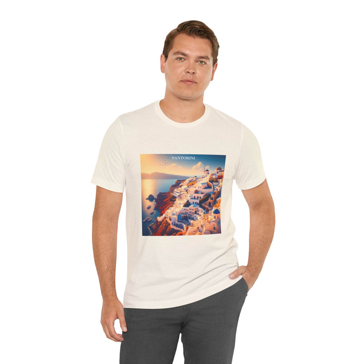 Santorini Sunset Disney Pixar Style Jersey Short Sleeve Tee