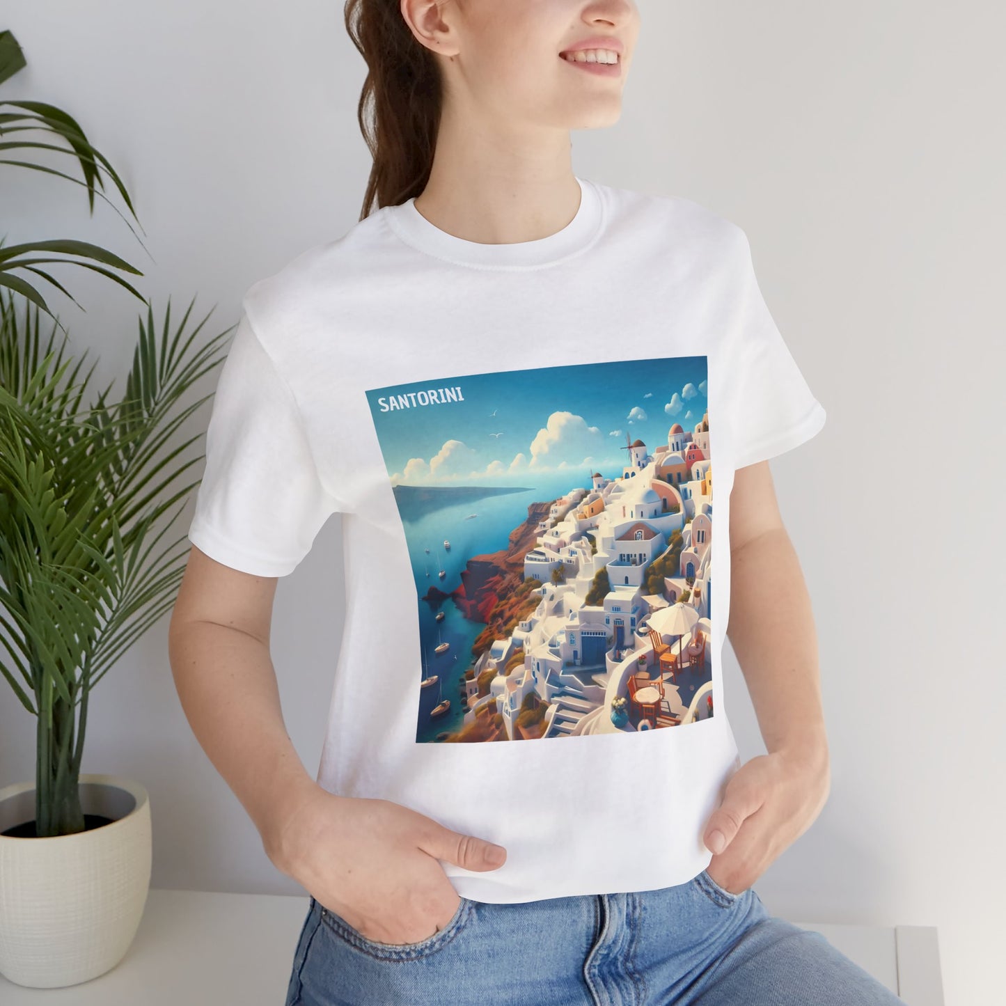 Santorini Oia Disney Pixar Style Jersey Short Sleeve Tee