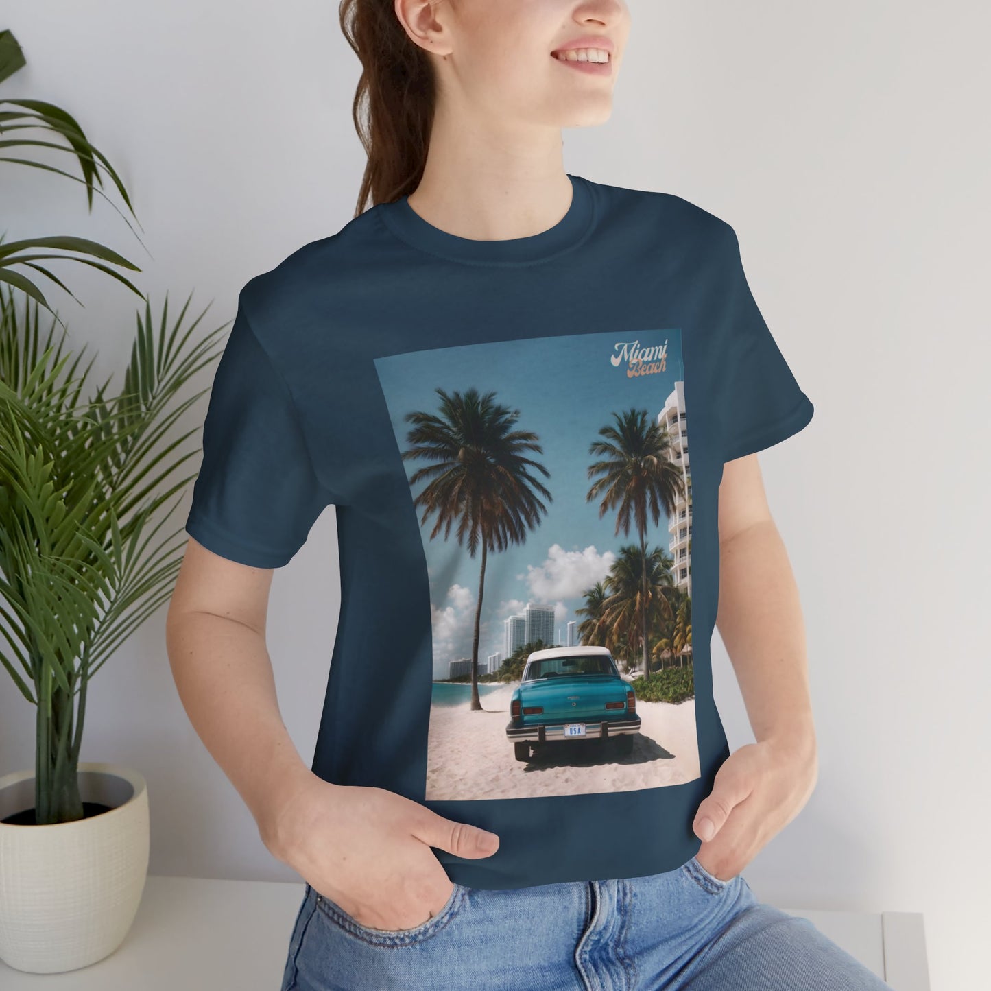 Vintage Car Miami Beach Jersey Short Sleeve Tee