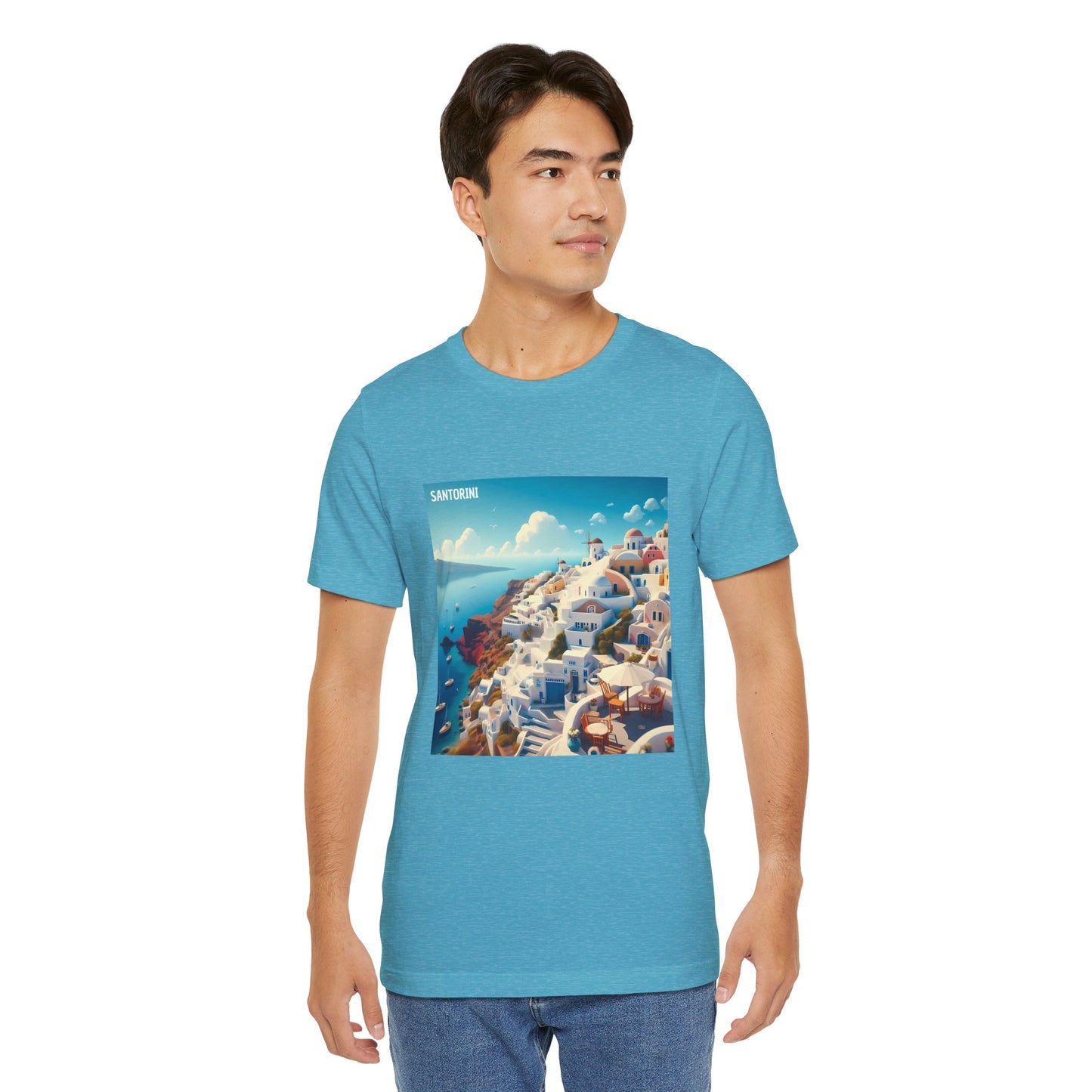 Santorini Oia Disney Pixar Style Jersey Short Sleeve Tee