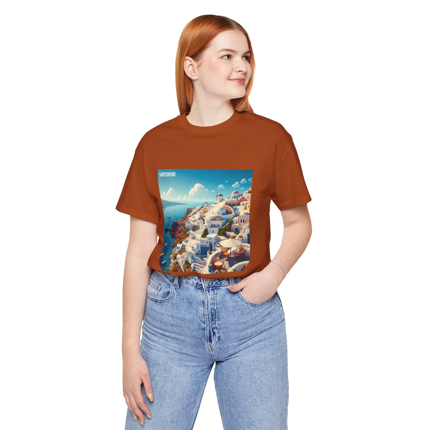 Santorini Oia Disney Pixar Style Jersey Short Sleeve Tee