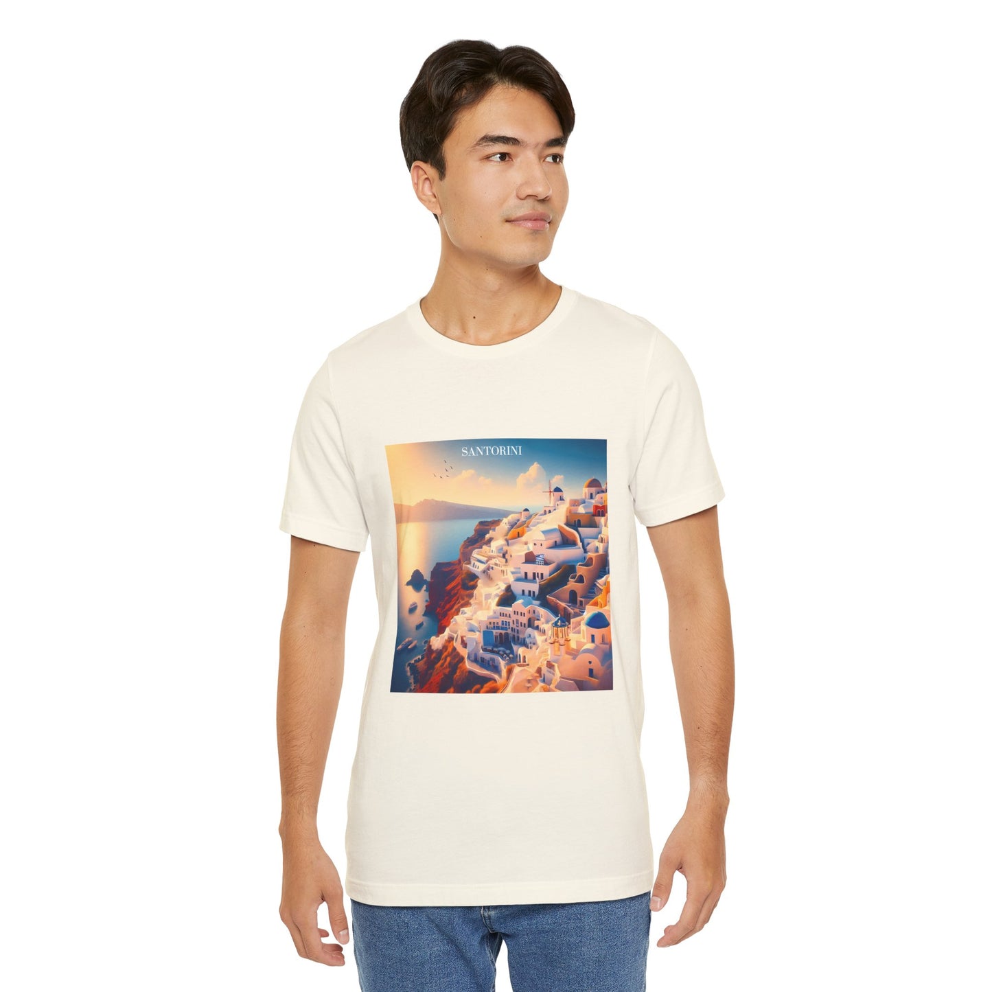 Santorini Sunset Disney Pixar Style Jersey Short Sleeve Tee