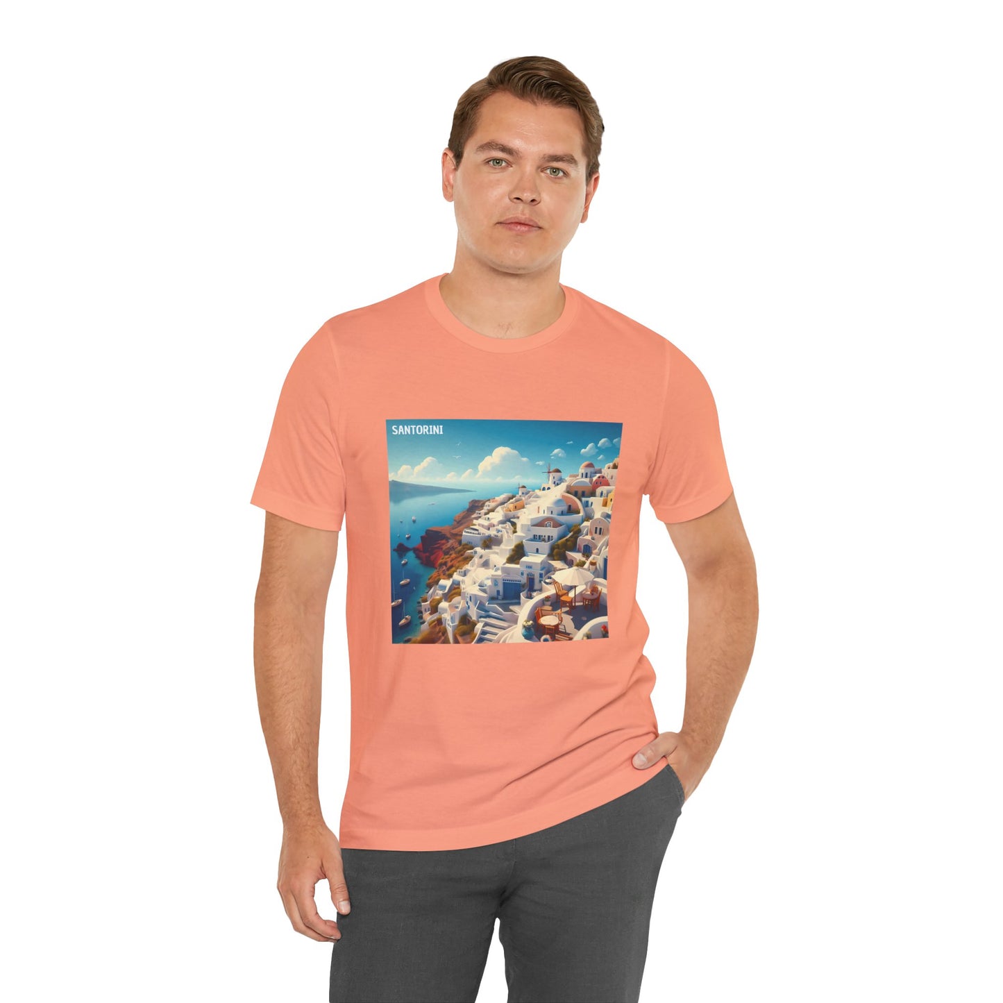 Santorini Oia Disney Pixar Style Jersey Short Sleeve Tee